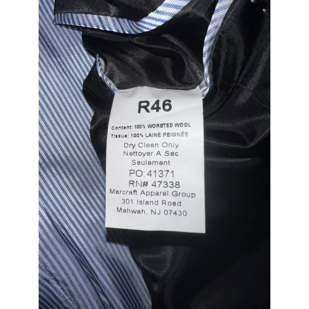Tommy Hilfiger Blazer Mens 46R Black 100% Wool Two Button Notch Lapel Sport Coat - Picture 5 of 6